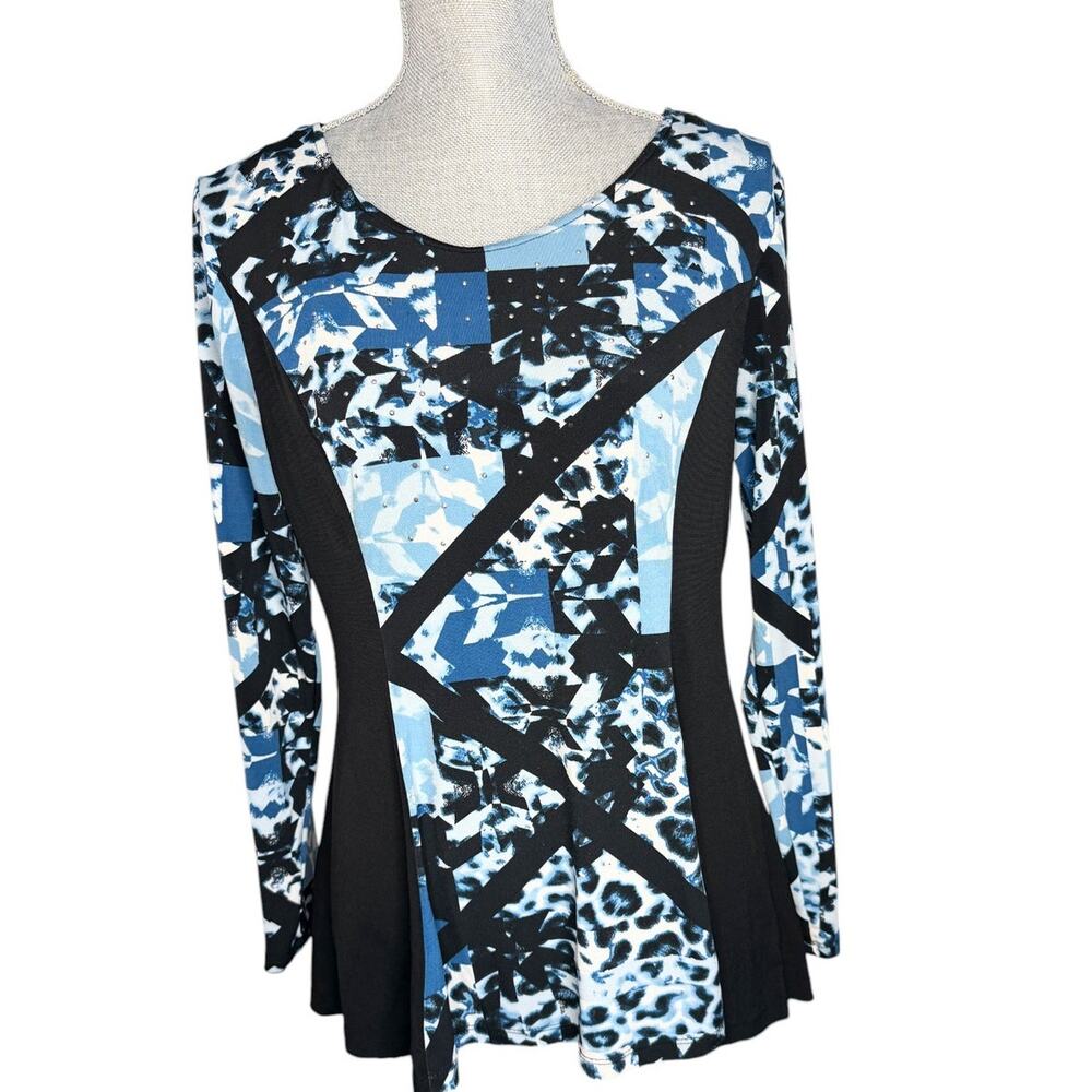 Style & CO womens top M Blue black tunic